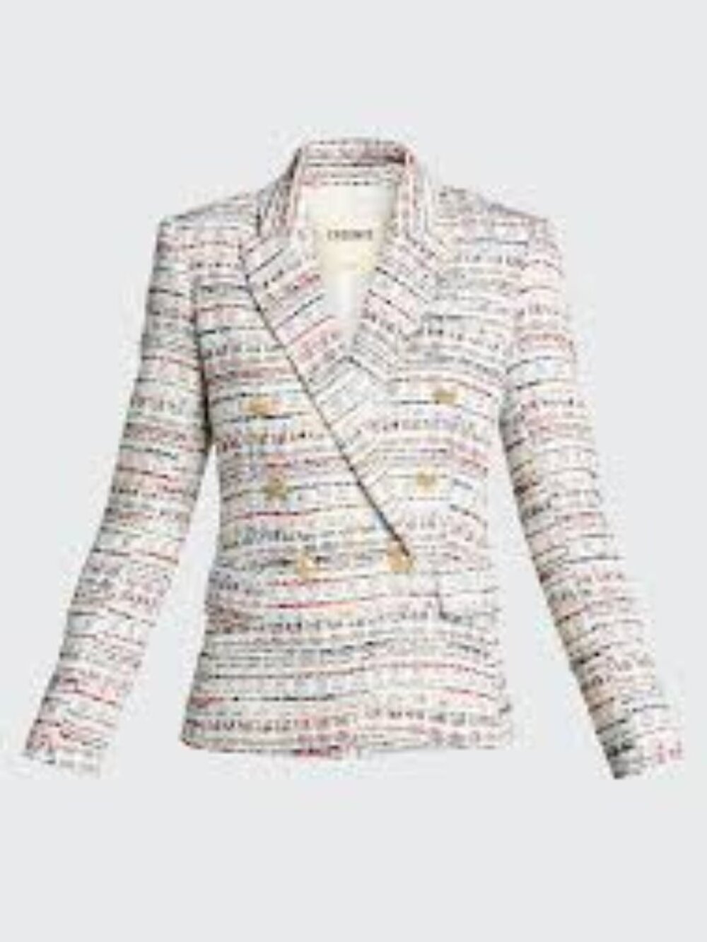 L'AGENCE Kenzie Double Breasted Tweed Blazer – Orange & Blue Multi – Size 4 NWOT - Picture 3 of 8